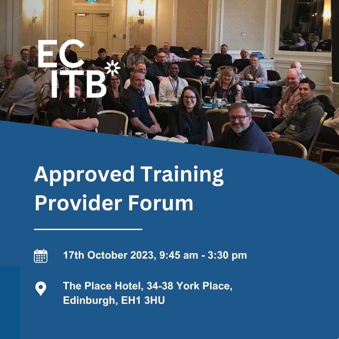 Engineering Construction Industry Training Board (@ecitb_skills) on Twitter photo This October 17th is the annual ECITB Approved Training Provider Forum! If you are an ECITB Training provider and would like to attend this event, please RSVP to programmeadmin@ecitb.org.uk
#TrainingProviders #EngineeringConstruction #ECITB #LeadingIndustryLearning This October 17th is the annual ECITB Approved Training Provider Forum! If you are an ECITB Training provider and would like to attend this event, please RSVP to programmeadmin@ecitb.org.uk
#TrainingProviders #EngineeringConstruction #ECITB #LeadingIndustryLearning