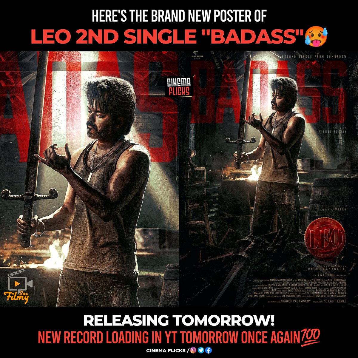 _filmybox_'s tweet photo. Sambhavam Starts🔥💯🥁

#Leo #LeoSecondSingle #Badass #LokeshKanagaraj #ThalapathyVijay #SanjayDutt #Anirudh #Arjunsarja #Trisha #Sandymaster #Mysskin #7screenstudio #Lalitkumar #Anbarivu #CinemaFlicks https://t.co/kj3PZheypD