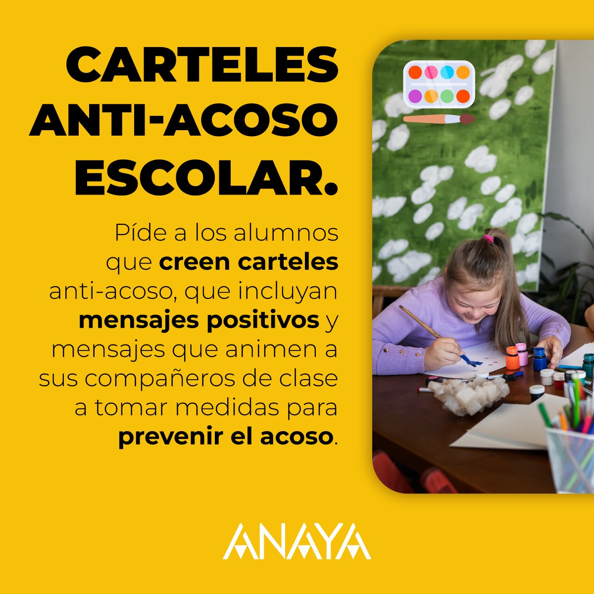 AnayaEducacion's tweet photo. ¡Unidos contra el acoso escolar! 💪

Queremos compartir contigo algunas de las actividades para concienciar y prevenir el acoso escolar que puedes realizar en clase. ¿Has realizado alguna de ellas?

#AcosoEscolar #AnayaEducación #bullyng https://t.co/azrCkmzKxX