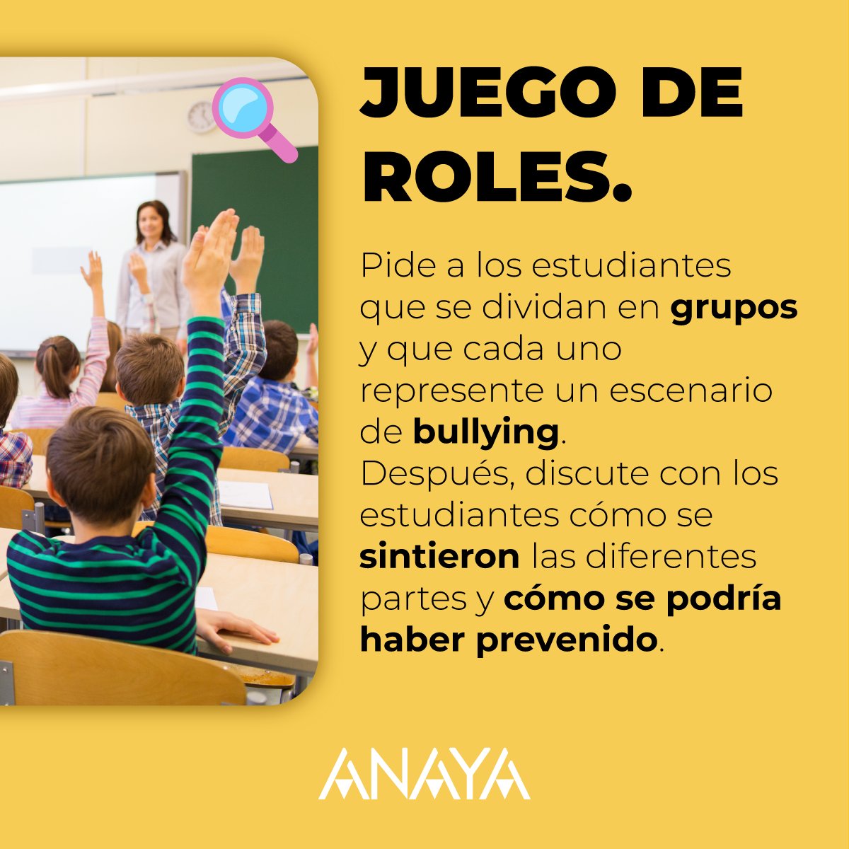 AnayaEducacion's tweet photo. ¡Unidos contra el acoso escolar! 💪

Queremos compartir contigo algunas de las actividades para concienciar y prevenir el acoso escolar que puedes realizar en clase. ¿Has realizado alguna de ellas?

#AcosoEscolar #AnayaEducación #bullyng https://t.co/azrCkmzKxX