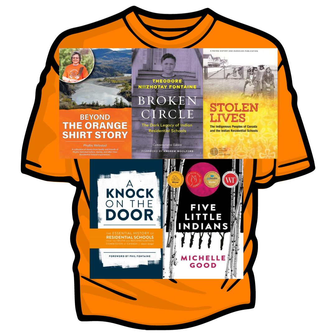 RDHS_Library's tweet image. This week is National Truth and Reconciliation Week. RDHS has a variety of non-fiction, fiction, graphic novels and teacher resources for you to learn more about residential schools. This week culminates with Orange Shirt Day. @RDHS_Library @lkdsblibraries