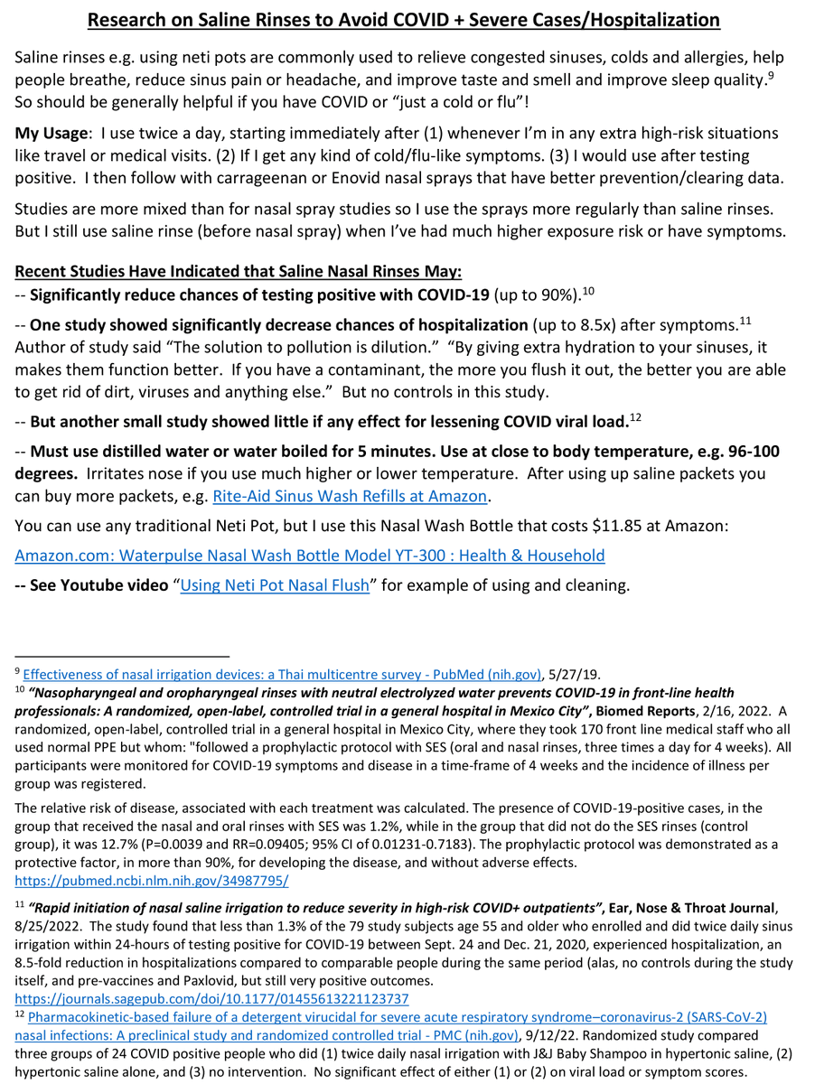 <a href="/chronicsurv1vor/">Emma, thechronicsurvivor✨🕯</a> I'm sorry to hear that. Attached is a 3-pager I put together w/easy&amp;safe things some research shows reduce bad outcomes: (1) Nasal sprays w/Carrageenan e.g. Betadine, (2) CPC or Betadine gargling, (3) Saline rinses. Amazon should be able to send overnight. + Rest, no exercise!