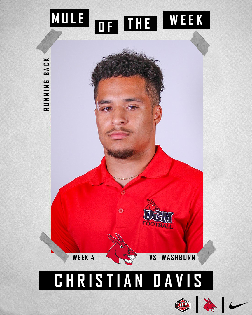 Mules Football (@UCMFootballTeam) on Twitter photo 2023-09-27 13:07:40 Good morning, Mules Nation! @christian5davis is our Mule of the Week! Please give a s/o to Christian for earning this special honor! Good morning, Mules Nation! @christian5davis is our Mule of the Week! Please give a s/o to Christian for earning this special honor!