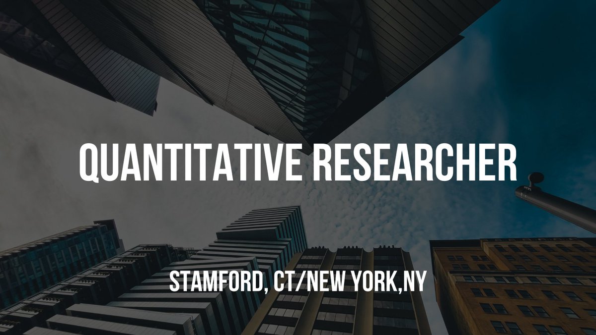 TalentCW's tweet photo. Now hiring for Quantitative Researchers to be part of a collaborative team based in Connecticut, with a focus on systematic, short-term relative value strategies in futures and/or currency markets.

https://t.co/2oy8enXOHz https://t.co/V4UhNSikCf