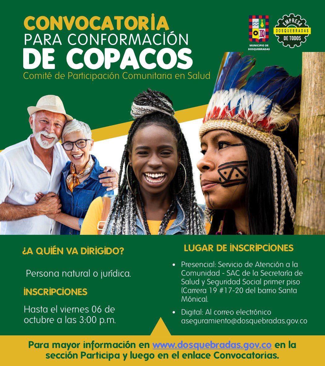 secresaludosque's tweet photo. SE AMPLÍA PLAZO PARA CONVOCATORIA COPACOS

🗣️Generando una mayor participación ciudadana, informamos a las personas naturales o jurídicas que para integrar el Comité de Participación Comunitaria en Salud - Copacos, hay plazo hasta el viernes 06 de octubre para postularse 📋 https://t.co/TSXHJLQkva