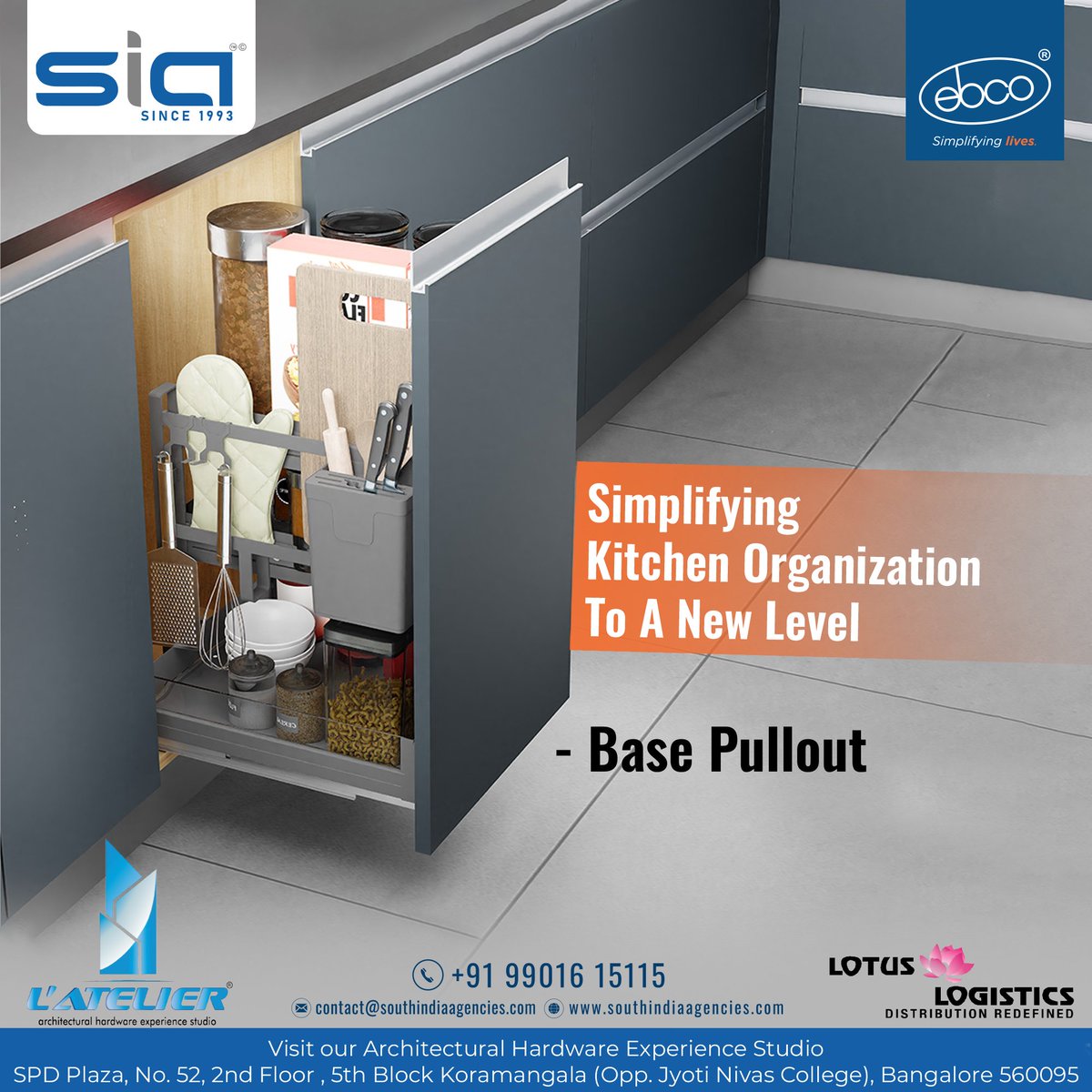 south_agencies's tweet image. Organize your kitchen items with SIA’s “Base pullout organisers” from ebco. They fit under the slab and offer a hygienic, comfortable, and luxurious design.

 Visit our Architectural Hardware Experience Studio to explore more 

#southindiaagencies #Ebco #kitchen #designs