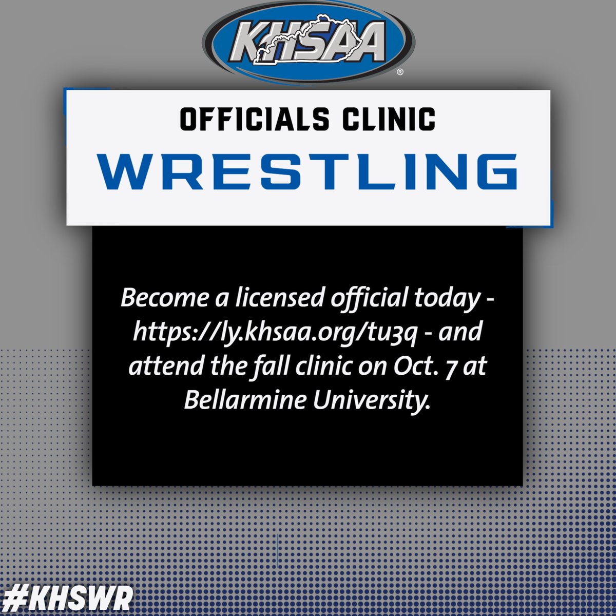 Become a licensed wrestling official today and attend the fall clinic on Oct. 7 at Bellarmine University.