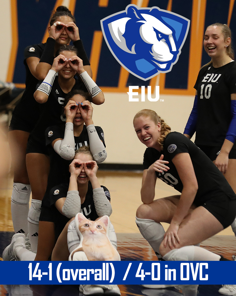 Eastern Illinois Athletics (@eiu_panthers) on Twitter photo I Spy the <a href="/EIU_Volleyball/">EIU Volleyball</a> off to the best start in school history improving to 14-1 overall, 4-0 in the <a href="/OVCSports/">Ohio Valley Conference</a> after last night's win at Southern Indiana.
Panthers back in action next Thursday and Friday hosting Morehead State at Lantz Arena
<a href="/NCAAVolleyball/">NCAA Women's Volleyball</a> #RollThers I Spy the <a href="/EIU_Volleyball/">EIU Volleyball</a> off to the best start in school history improving to 14-1 overall, 4-0 in the <a href="/OVCSports/">Ohio Valley Conference</a> after last night's win at Southern Indiana.
Panthers back in action next Thursday and Friday hosting Morehead State at Lantz Arena
<a href="/NCAAVolleyball/">NCAA Women's Volleyball</a> #RollThers