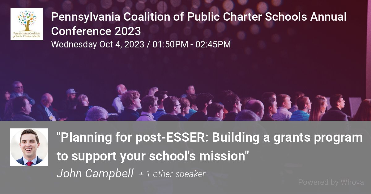 FundEDStrat's tweet image. Are you headed to the PA next week? We&apos;ll be at the Pennsylvania  Coalition of Public Charter Schools Annual Conference 2023! Join us on  October 4, to learn more about building a grants program to support your  school&apos;s mission, post-ESSER. pacharters.org/event/pcpcs-co… #pacharters