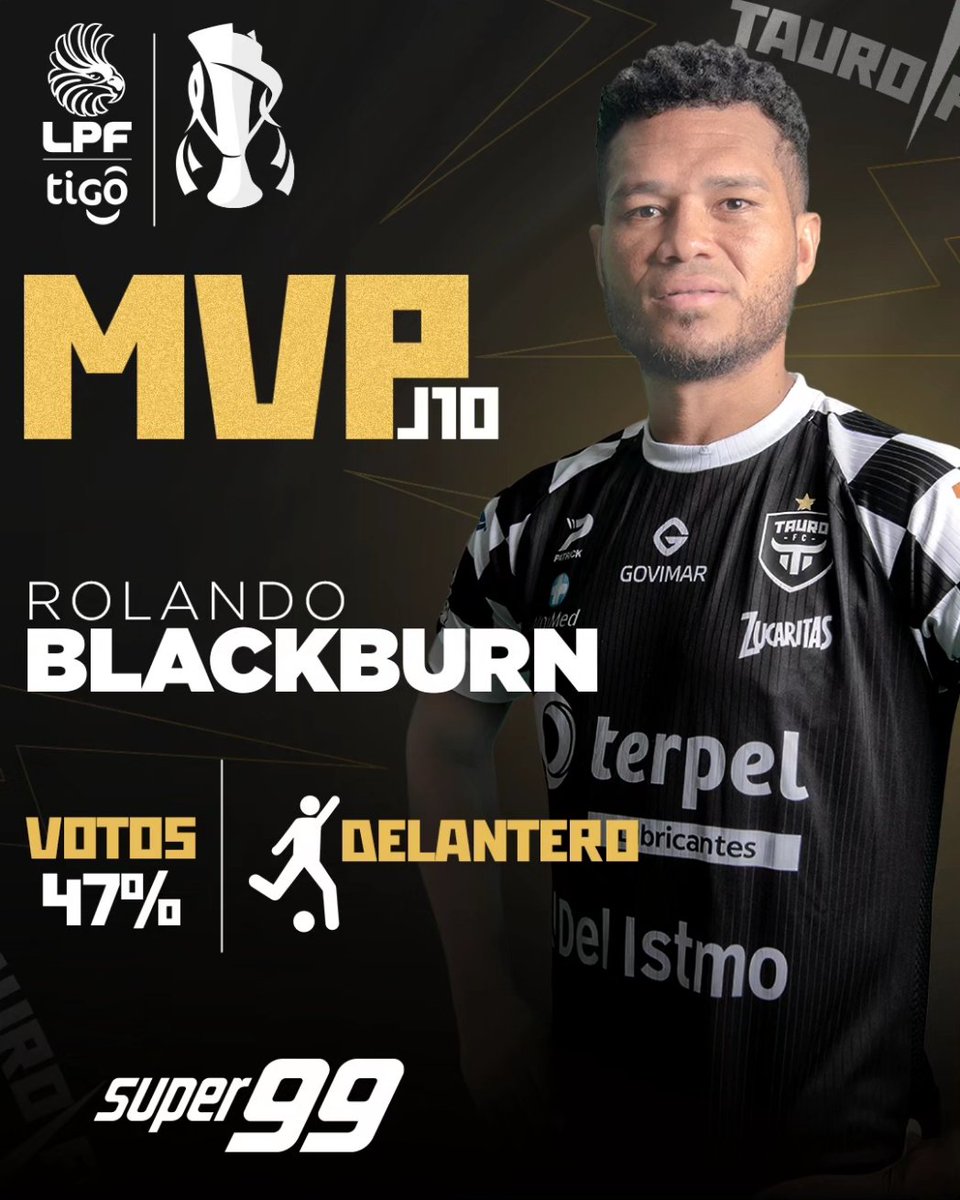 TauroFC's tweet photo. ¡EL JUGADOR SUPER 99 ES ROLANDO BLACKBURN🥇💥😎! Nuestros fanáticos a través de una encuesta realizada en la historia eligieron a @ToroBlackburn como el jugador @super99_panama de la pasada Jornada 10 del Torneo Clausura LPF 2023.

¡Felicidades TORO 🔥🤟🏽😝! https://t.co/Io5D5zgJwg