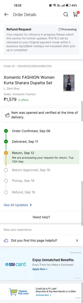 PracHem's tweet photo. @Flipkart waiting for return pickup of my order OD429102269345852100. Pathetic customer support. nt gonna refer ne1 2 shop on Flipkart ur competitors r far more agile and responsive to complaints. funny part is CS guy on 20 sep tells it will be picked on 18 sep... ridiculous! https://t.co/yx9nZMMWxm