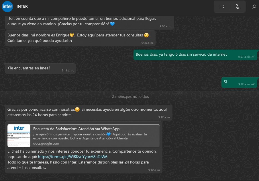 davidblogger's tweet image. Que soporte técnico tan patético tienen en @InterCliente, te comunicas via whatsapp y lo que hacen es cerrar culminar el chat #INTERCLIENTE