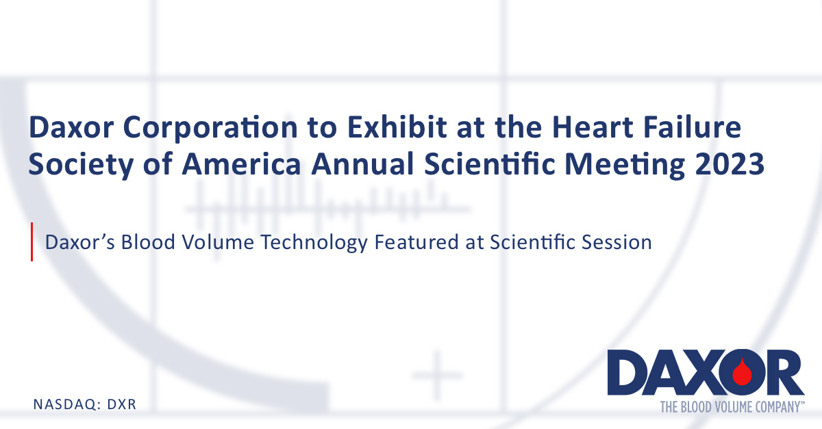 DaxorBVA's tweet image. #PressRelease: #BVA will be featured during a scientific session panel discussion with leading experts titled Managing Congestion: Targeting Pressure vs. Volume.
Read full story here: daxor.com/daxor-corporat…
@HFSA @Nasdaq $DXR #HFSA2023