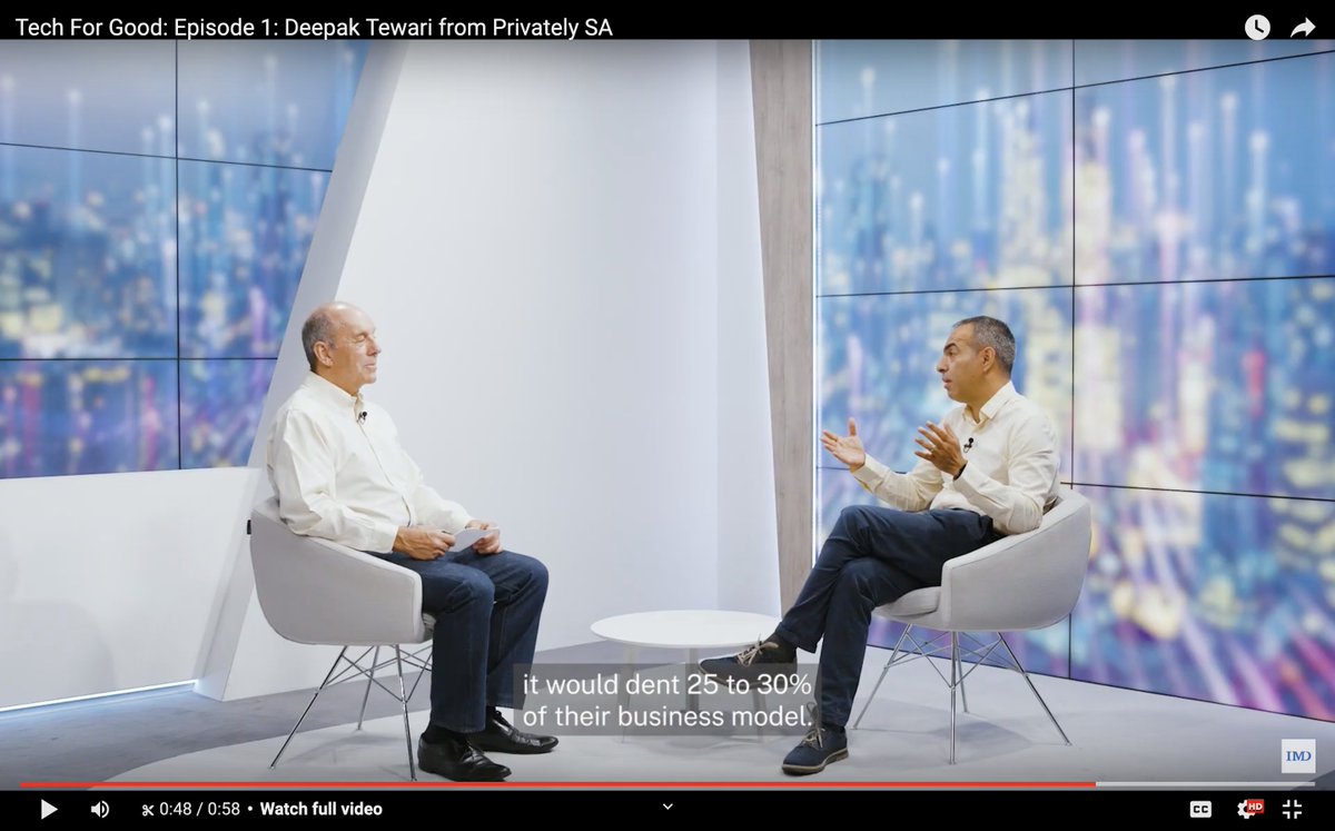 Recently our CEO Deepak sat down with Prof. Jim Pulcrano from IMD to discuss the role of companies like Privately SA in forcing change on the flawed business models of Big tech that  continue to prey on childrens' attention and their personal data.
Video :youtu.be/MulZIS3XrrM?si…