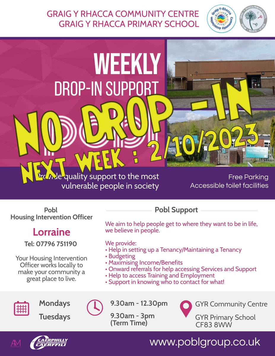 McConAmanda's tweet photo. ⚠️ Polite Notice ⚠️
No Drop-In Support, week commencing 2/10/2023 at #GYRCommunityCentre #GYRSchool #Pobl https://t.co/K1eKCKN8Wi