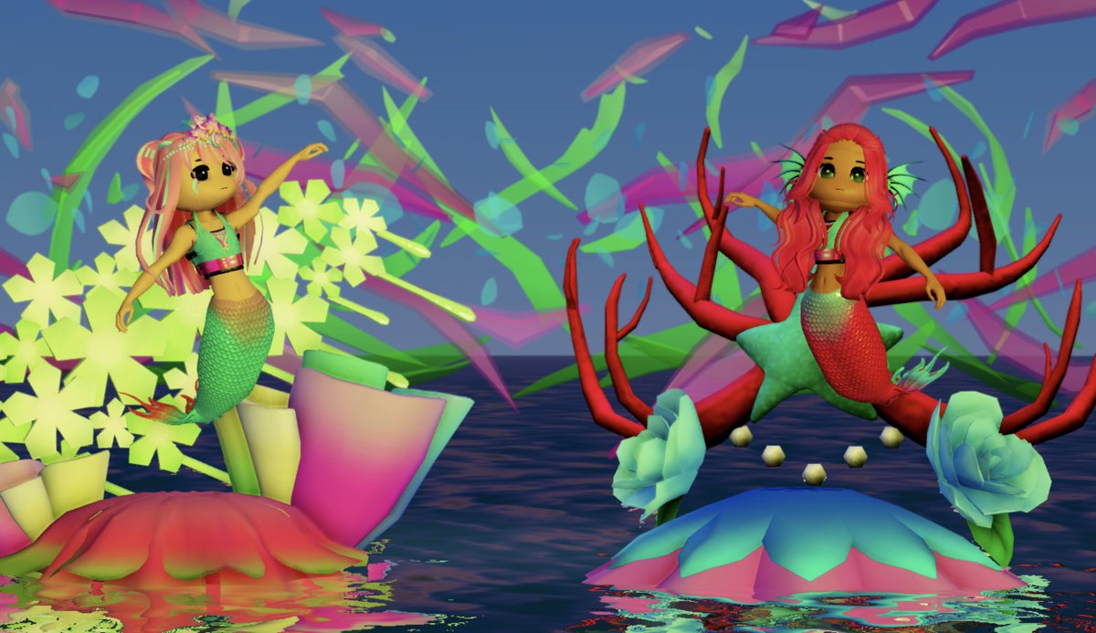 Mermaids - Cyan + Pink Hair: @Tangochini1 + @RegaIRosemary Dynamic Head: @Blizzei_ Crown: @AngelicFavor_ Ears: @BeeismRblx Top Combo: @Lovespunn + @AmbiQT UGC Body: @SoulskorRBLX