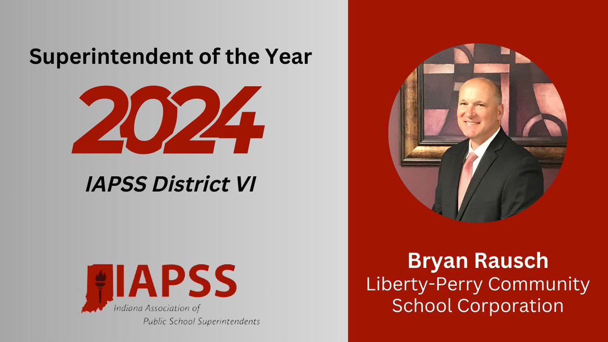 Bryan Rausch, Superintendent of Liberty-Perry Community Schools, has been named IAPSS District VI Superintendent of the Year. Congratulations, @LPS_Supt199! @LPSelma1 #LeadIAPSS