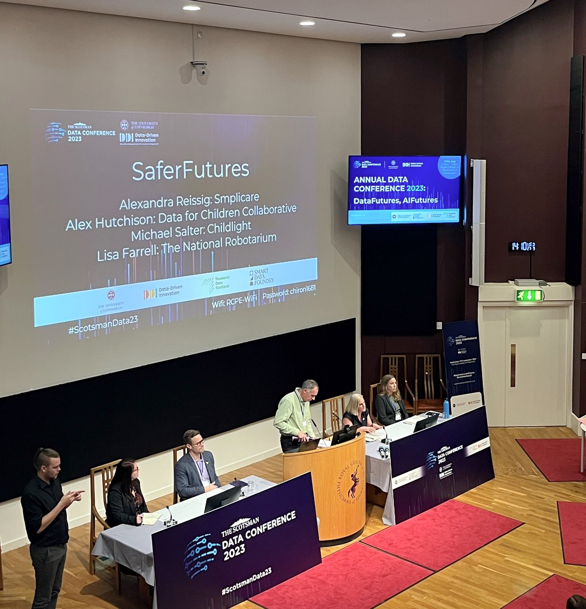 DataCapitalEd's tweet photo. #DataConf23 LIVE UPDATE: SaferFutures: Panel Discussion 

Speakers: 

Alexandra Reissig @smplicare
Lisa Farrell @NRobotarium @HeriotWattUni
Alex Hutchison @dataforchildren @UoE_EFI
Michael Salter @Childlight_

Watch online https://t.co/VUCFA8kmut #ScotsmanData23 #ScotsmanData23 https://t.co/DiahvIY3Bn