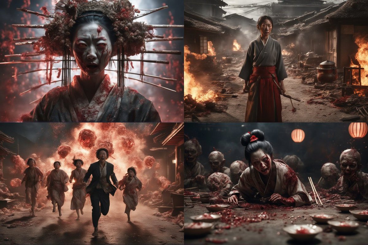 FLDiGiTaL972's tweet photo. 📽️🎬Wanted to share some images from a story I am developing and working on🤘

Creating  a 🎬📽️trailer w/script 

Use your own imagination for the plot 🎦 🙀 

#HorrorArt #JapaneseHorror #ZombieApocalypse
#AIHorror #MovieNightmare #HorrorCreator
#HorrorWriter #AIInHorror #FilmFright
#CreepyCreations #SpookyStories @scary_ai_art 
#ZombieArt #AIHorrorArt #CinematicChills
#HorrorCraft #GhostlyTales #JapaneseGhost
#ZombieIllustration #AIHorrorStories
#MovieMagic #DarkImagination #HorrorScript
#HorrorCinema #WritingScares #AIInMovies
#ScaryScript #JapaneseFolklore
#ZombieFiction #AIHorrorMovies
#ScreenwriterScares #AIArtCommuity #aicreator