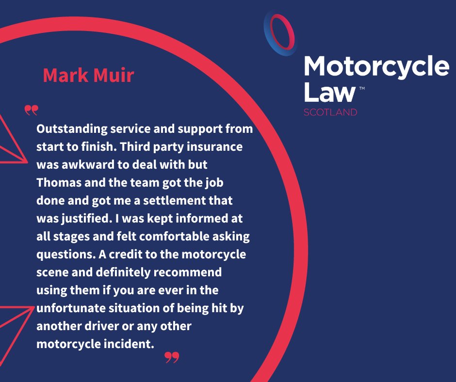 law_scotland's tweet photo. We were delighted to be able to help out Mark following his #motorcycling #collision and persevere with a tricky third-party insurer.

#lawyer #legal #solicitor #motorcyclelawyer #motorcyclelawscotland #rtalaw #roadtrafficlawyers #nowinnofee #legalknowledge #law #courts #justice https://t.co/TSuychjTbW