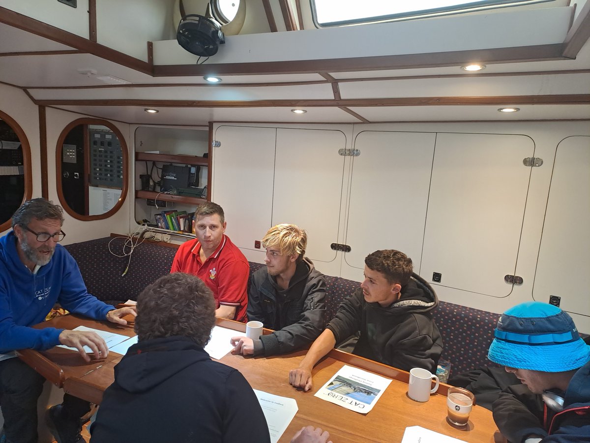 CatZeroOfficial's tweet photo. Our PCC group have completed a mindfulness session this morning and this afternoon they are back on board the yacht having lunch with the Skipper to discuss preparations for the long sail.  @HumbersidePCC #mindfulness #sailing #catzero #longsail #planningadventures https://t.co/n8o2ea9xkW