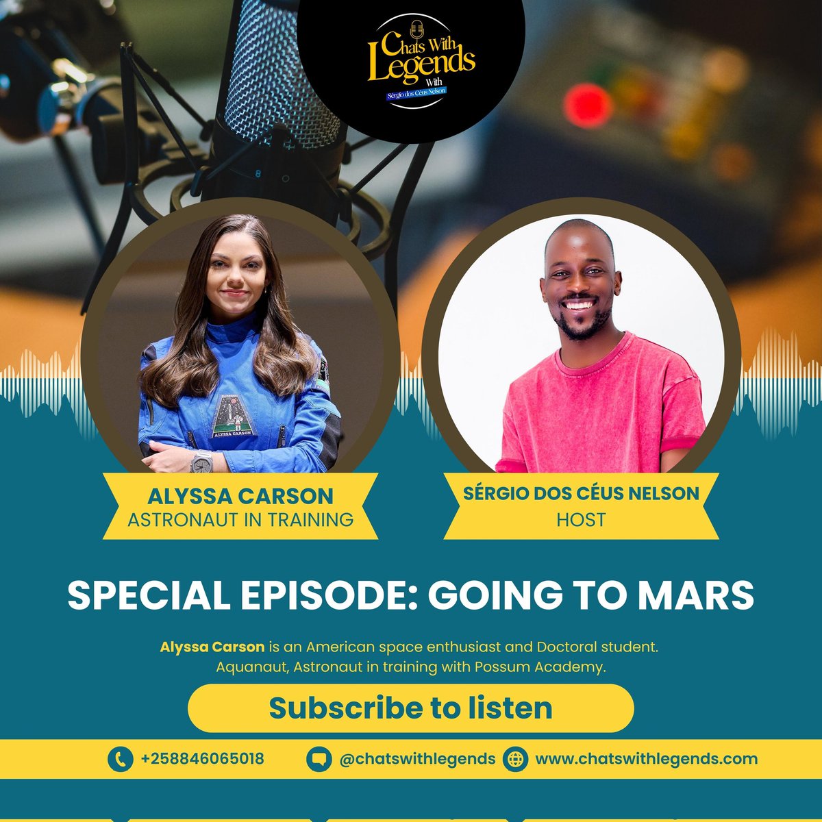 chatwithlegends's tweet photo. WORKING ON SOMETHING GREAT: TALKING WITH ALYSSA CARSON - FUTURE MARS WALKER 

In the next edition of Chats with Legends I will talk with a brilliant professional, who I particularly admire, for her consistency, focus and determination.
@sergio_cnelson
#nasa #alyssacarson #spacex https://t.co/meUUmrtGyh