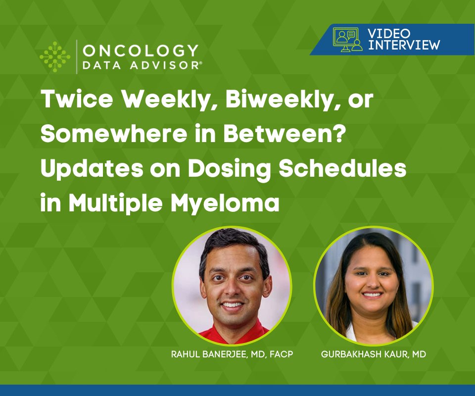 OncData's tweet image. In this #BloodCancerAwarenessMonth interview, #OncData Board member @RahulBanerjeeMD and @GKaurMD provide an update on #dosing schedules in multiple #myeloma and discuss the advantages and disadvantages of different schedules. 

Watch the video here! oncdata.com/news/twice-wee…