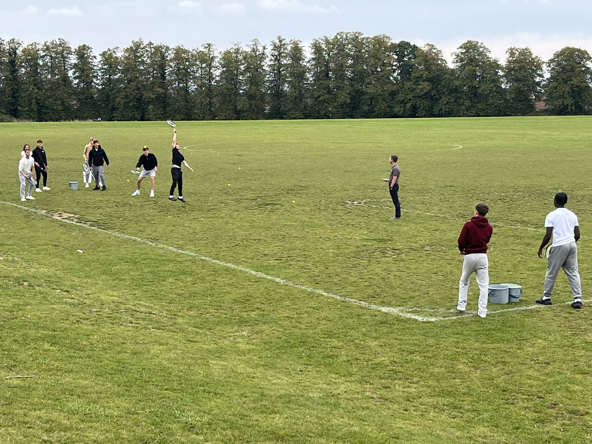 NTFC_Academy's tweet photo. Back to it for our Under 18s today. As part of their education day, they have another excellent session with Mark, Chris and Vicky from Competitive Edge. Today, they bring the High Performance Team’s module to a conclusion with a second set of the tennis challenge! Good active recovery for those that played last night as well! #ntfc #ShoeArmy @LFEonline