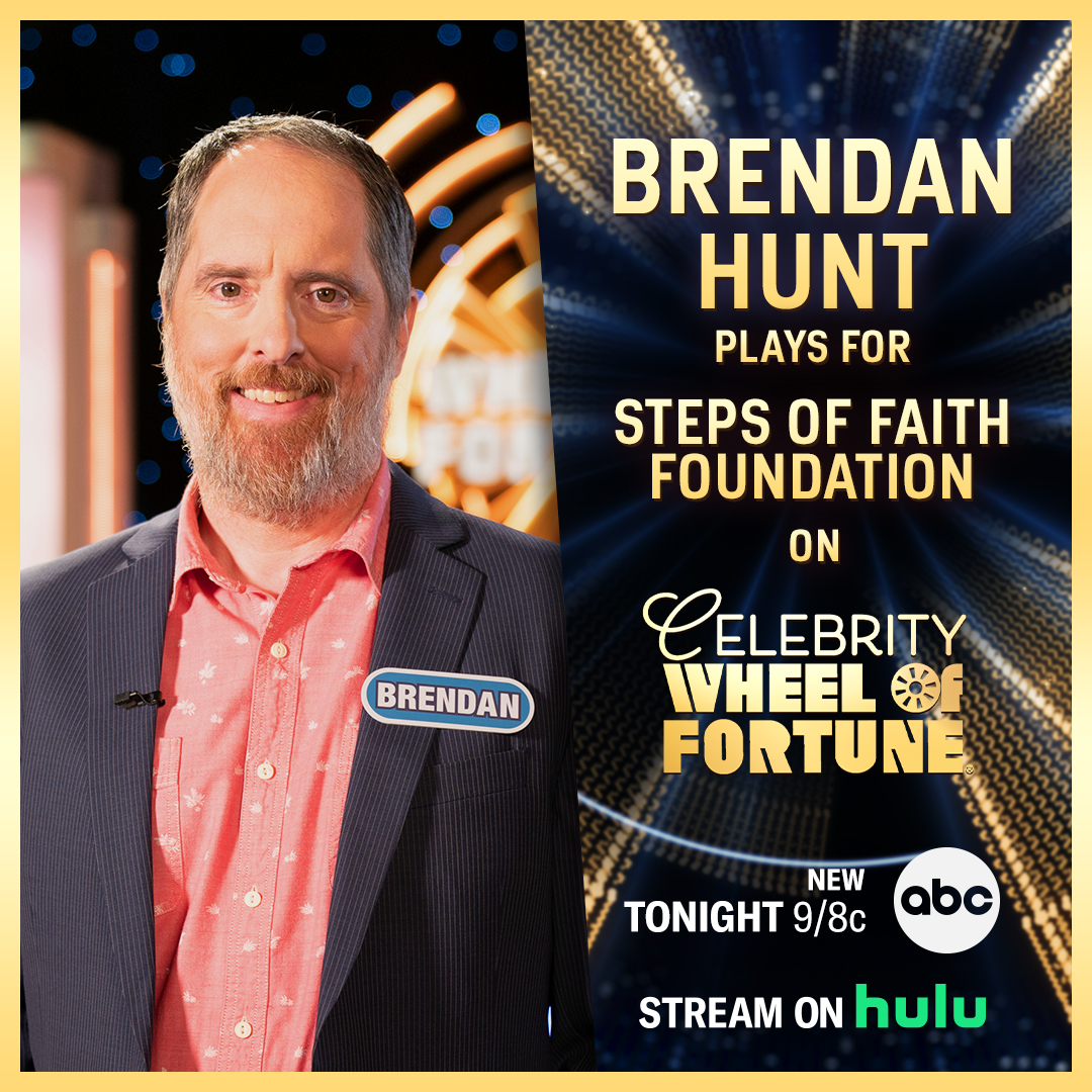 Exciting news! @brendanhunting will be competing on @celebritywof tonight in support of Steps of Faith! We’ll be rooting Brendan on as he spins the wheel and goes up against Melissa Villaseñor and Joe Buck for a chance to win over $1M!

#GiveSteps #CelebrityWheelOfFortune