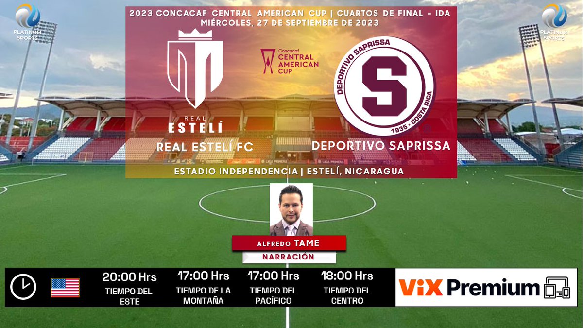 ramonovic09's tweet photo. #ConcacafCentralAmericanCup #CuartosDeFinal Ida | @realestelifc 🆚 @SaprissaOficial
🇳🇮 #RealEstelí 🇨🇷 #Saprissa
🗓️ Hoy
🇺🇲 ⏰ 20:00 Hrs ET, 17:00 Hrs PT
📱💻 @VIX Premium
🎤 @Tamedamus
🤳🏼 #CCCenViX #ESTSAP https://t.co/A0HARBeUpl