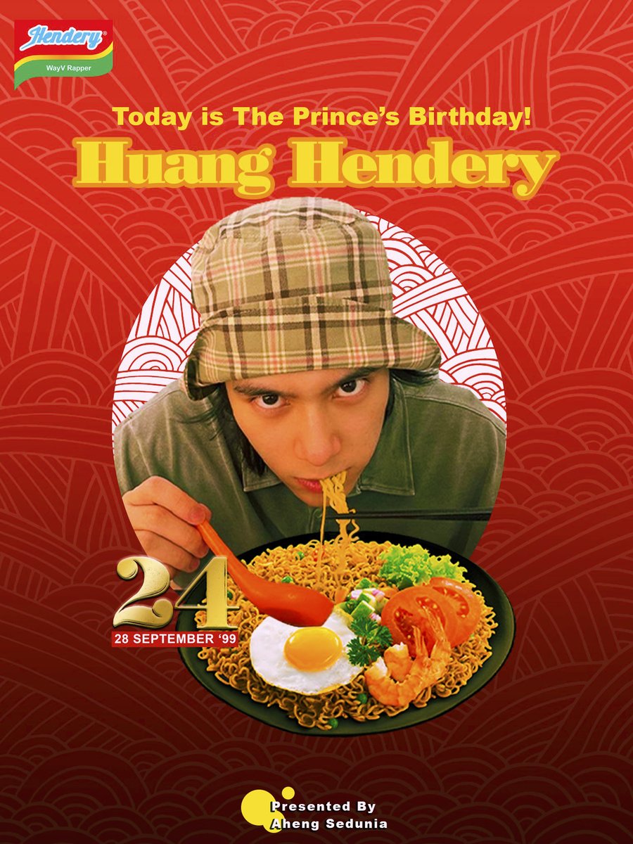 AhengSedunia's tweet image. The tree-tops old glow in the glory of gold. HENDERY, a prince from WayV, has invited you to his lovely birthday celebration, complete with unrivaledly delicious noodles ready to chew in the royal bliss. Join us for our lively fiesta, where vibrant decorations adorn every corner.