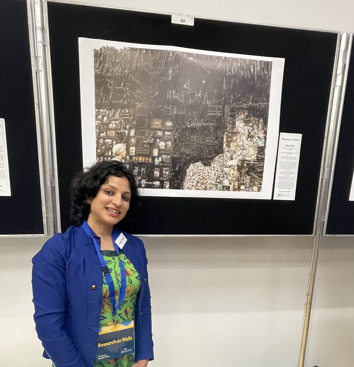 ivorytowerjourn's tweet photo. At ⁦@DCU⁩ PhD student ⁦@pragyadevv⁩ exhibiting a photo montage representing her research on violence against women journalists in India https://t.co/nSO92FTkjV