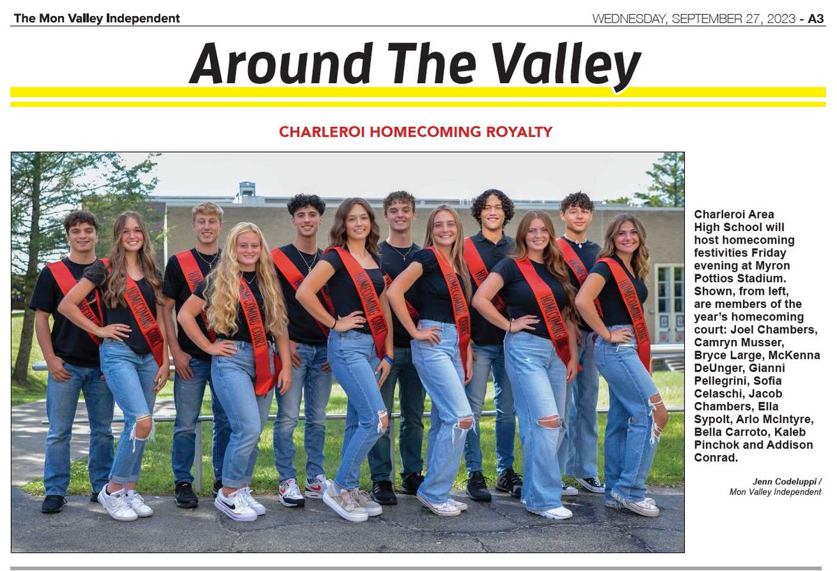 Good Luck to our Charleroi Soccer Players this Friday!!!! <a href="/camrynmusser/">camryn</a>⚽️, <a href="/McKenna_DeUnger/">McKenna DeUnger</a> ⚽️, <a href="/CelaschiCurve25/">Sofia celaschi</a>🥎, <a href="/EllaSypolt/">ella sypolt</a>⚽️, <a href="/bella_carroto/">Bella Carroto</a>⚽️ , and <a href="/AddisonConrad3/">Adds</a> ⚽️. #2023HOCO