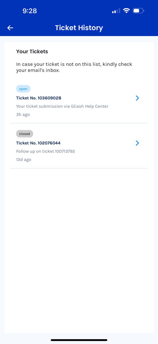 Nawmeeh's tweet photo. @gcashofficial Ito pa rin yung lumalabas the ticket 102213155 is missing. Hindi pa rin close yung ticket ko sa bsp.. pero bakit parang closed na sa inyo. What is happening? https://t.co/AR1Bf0kqwj