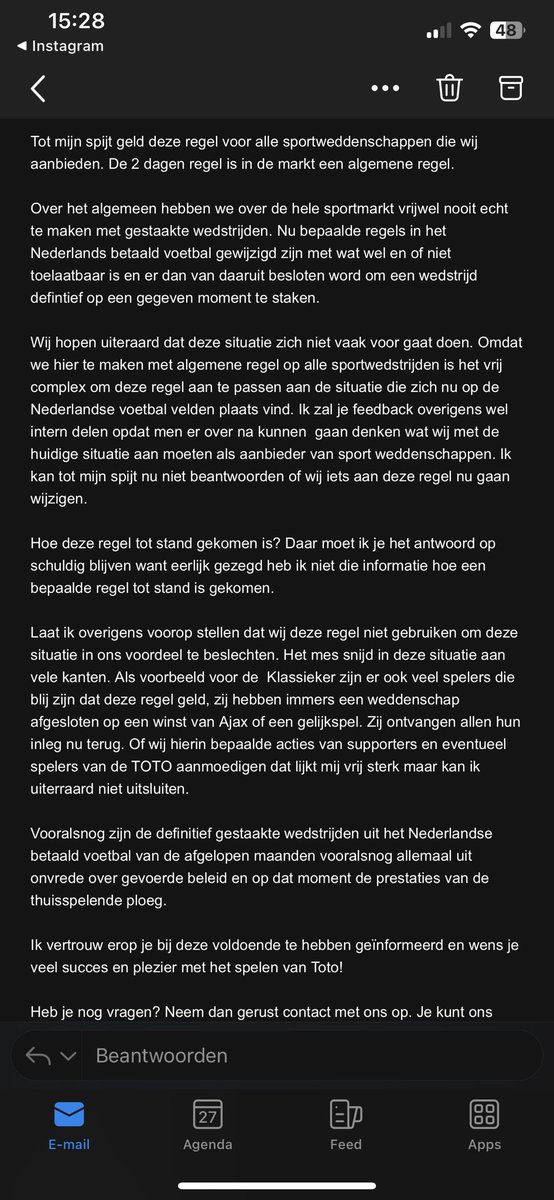 Reactie “Nederlandse Loterij” die op gebrekkig taalniveau zegt geen antwoord te hebben. 🤔😂 #TOTO #NederlandseLoterij #ajafey #Ajax #Feyenoord