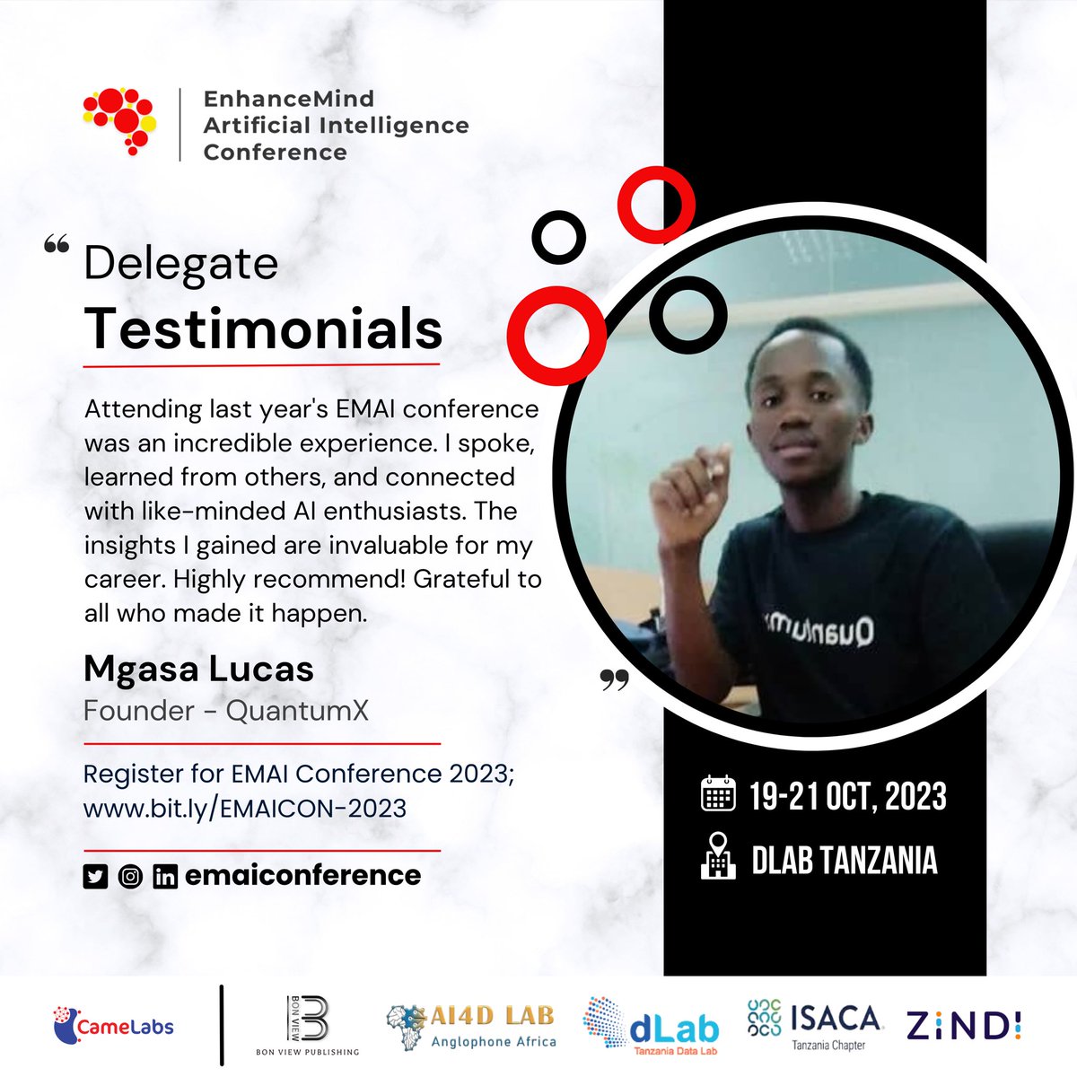emai_conference's tweet photo. As a startup owner, I can't emphasize enough how Al has transformed the landscape for businesses like mine.~@MgasaLucas
Join us at EMAl Conference 2023 for an even bigger leap into the Al future.
Register now at https://t.co/Odordd8Qg6.
#EMAIConference #AIForStartups https://t.co/nvxvvih5sh