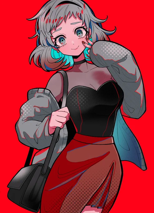 創作キャラリクエストありがとうございました!!殴ちゃんの秋に向けた私服と、ちょっとご機嫌かわいいポーズの殴ちゃんです!今日はグローブはお家に置いてきましたが普通に素手でジャブを打ってきます。#花ラ降 