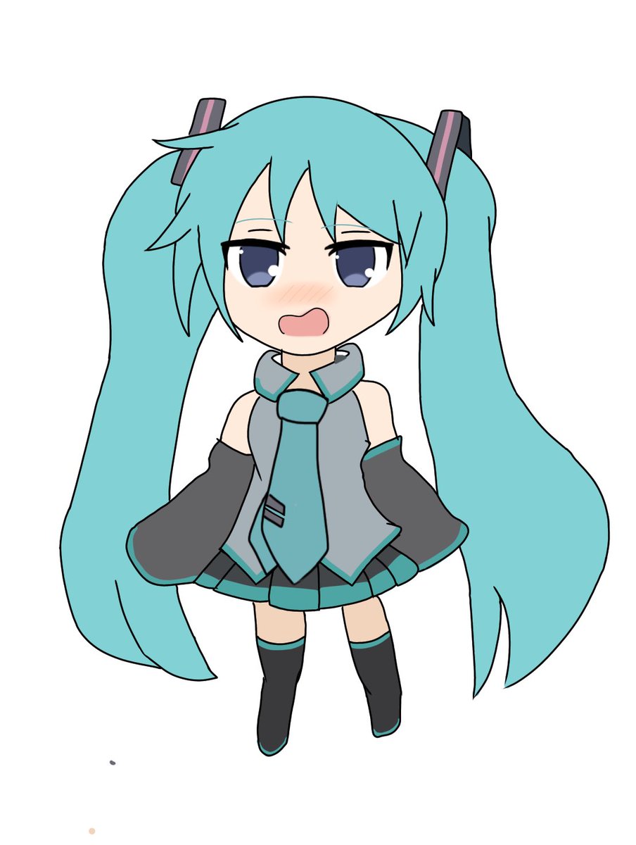 初音ミク 「途中 ミクさん描こうとしたらかがみんになった」|さび抜き響のイラスト