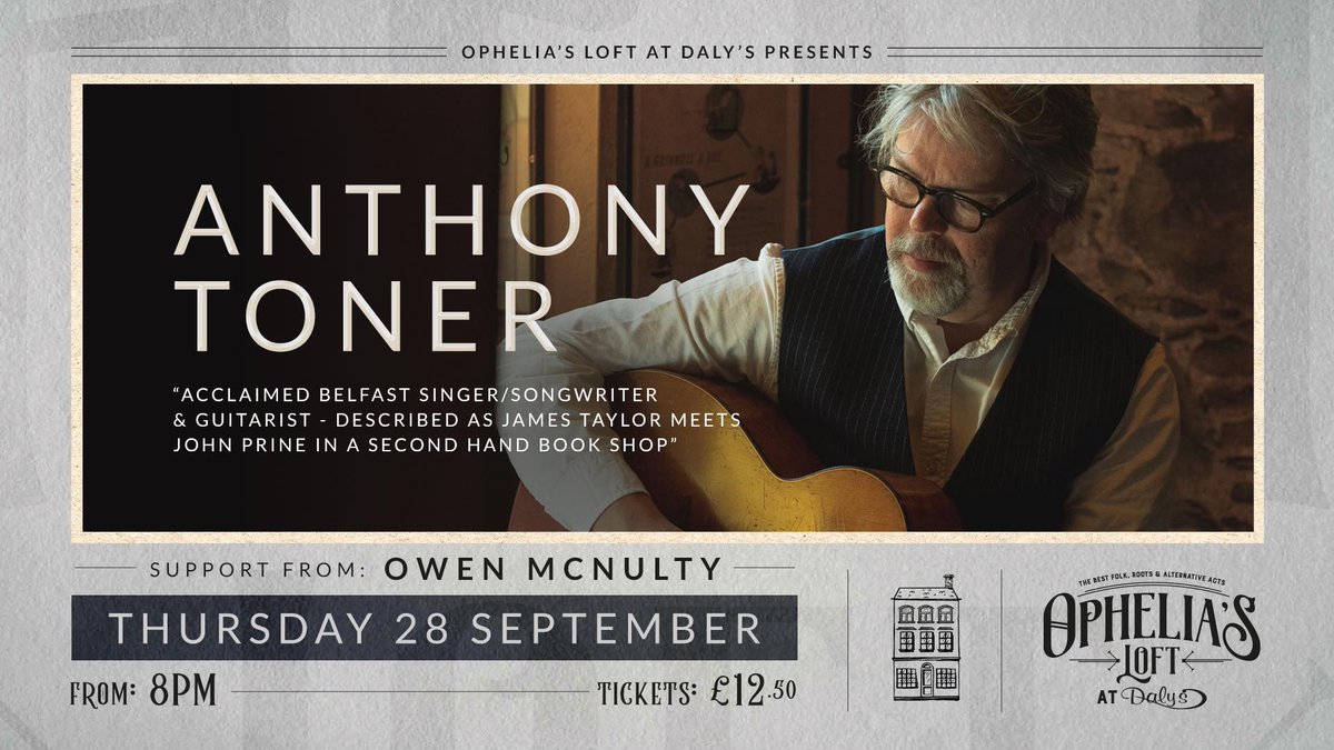 First gig in Omagh in a long while, spending Thursday night playing a show in this lovely new venue at Daly's in the town - Ophelia's Loft. With Owen McNulty as support. Click here for tickets and details: bit.ly/3r2kJd9