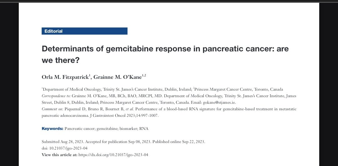 Delighted to work with @graokane on this editorial for the Journal of Gastrointestinal Oncology. @CancerInstIRE jgo.amegroups.org/article/view/7…