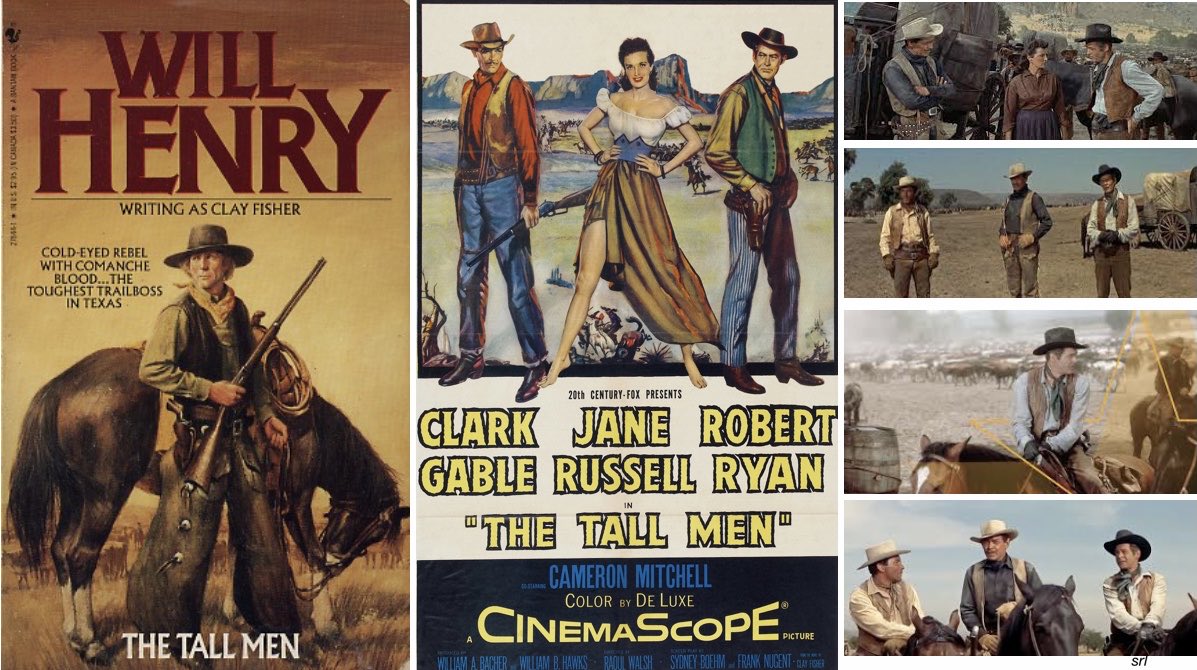SaveRedlandLibr's tweet photo. 3:05pm TODAY on @TalkingPicsTV #SaddleUp
The 1955 #Western film🎥 “The Tall Men” directed by #RaoulWalsh from a screenplay by #SydneyBoehm & #FrankNugent
Based on a 1954 novel📖 by #HeckAllen (writing as #ClayFisher)
🌟#ClarkGable #JaneRussell #RobertRyan #CameronMitchell https://t.co/MXuoOF1eFp