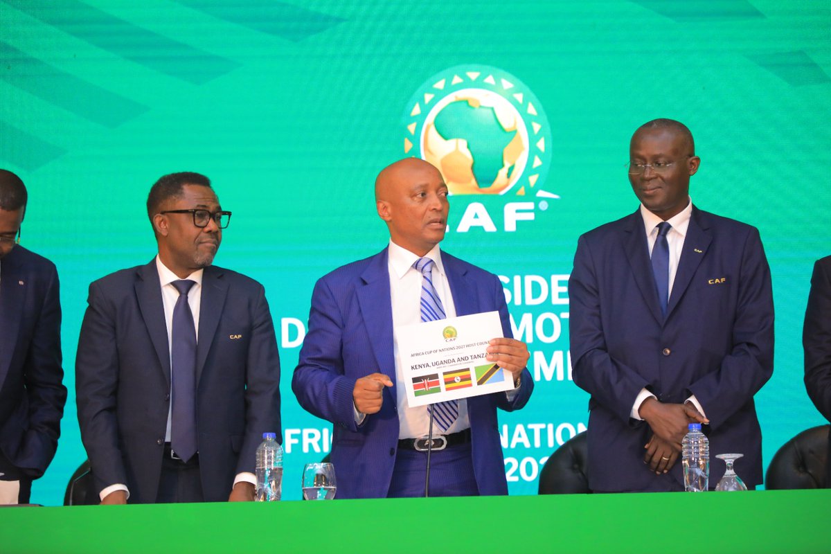 azamtvtz's tweet photo. Matukio katika picha baada ya Rais wa CAF, Patrice Motsepe kuzitangaza Tanzania, Kenya na Uganda kuwa wenyeji wa Fainali za Kombe la Mataifa ya Afrika (AFCON) 2027.

(Imeandikwa na Anoth Paul )

#AFCON2027 #CECAFAZONE #AzamSportsUpdates https://t.co/OzCJ2kAxKE