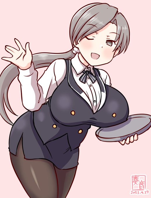 「たまには私と少しいいお酒でも飲んで、
 一休みしませんか? ね…?」

#艦これ版真剣お絵描き60分一本勝負_20230927
#千歳 