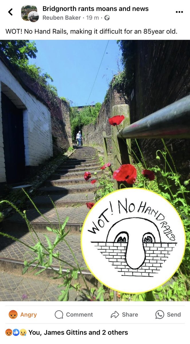 daggers1504's tweet photo. @ShropshireStar Stoneway steps has been without handrails for a few years now despite funding being provided a while back.Withcliff Railway out of use, the folks of bridgnorth are being hindered by their other main route - SCC &amp; BTC are equally failing in their duties of care https://t.co/LJdZuGmOun