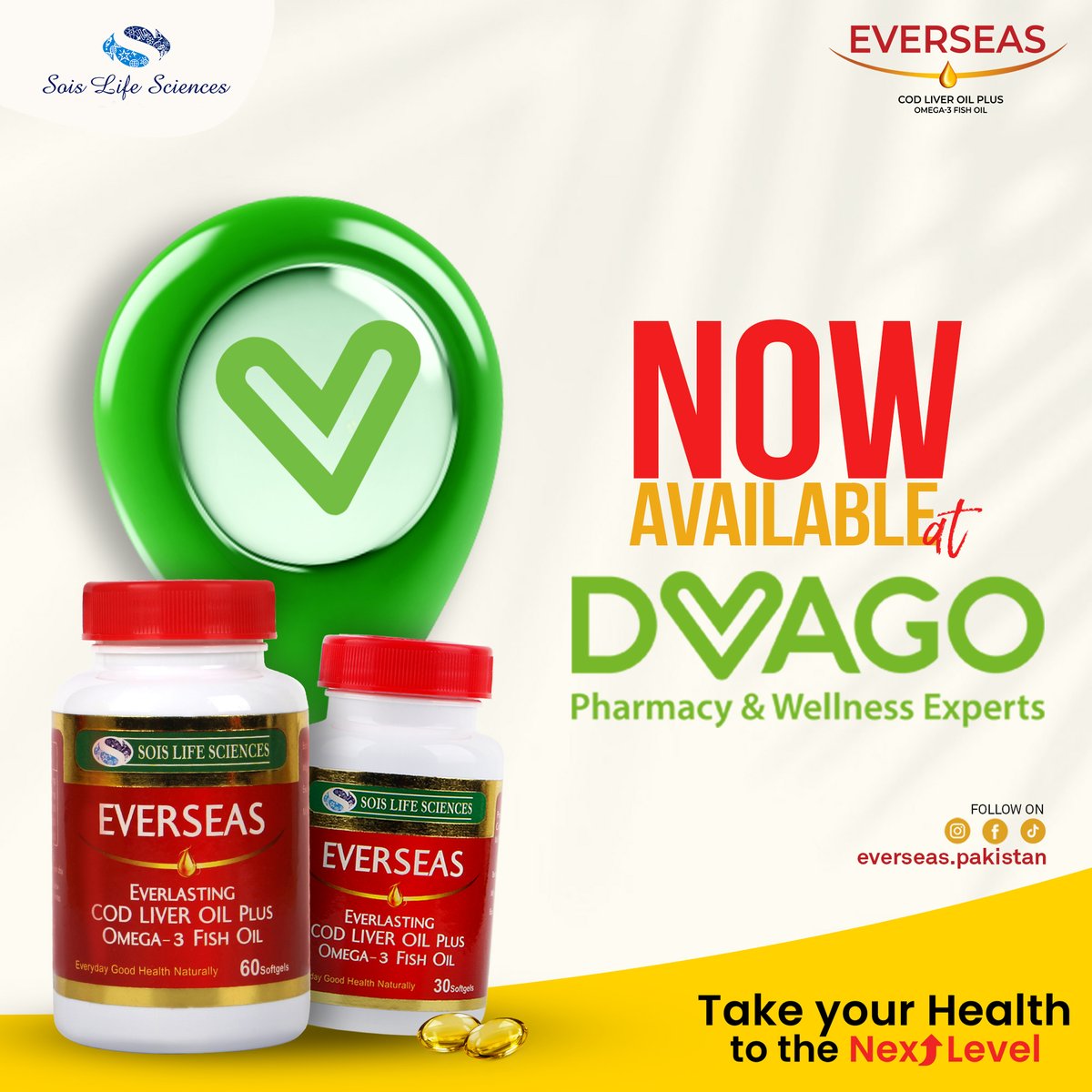 soislifescience's tweet photo. Everseas Softgel is now at DVAGO Pharmacy &amp; Wellness Experts.

Visit your nearby Dvago store or order online

#sois #soislifesciences #pakistan #VitaminDPower #vitamind3 #EverseasSoftgel #HealthRevolution #DvagoFinds #WellnessJourney https://t.co/eW49ZIJZyt
