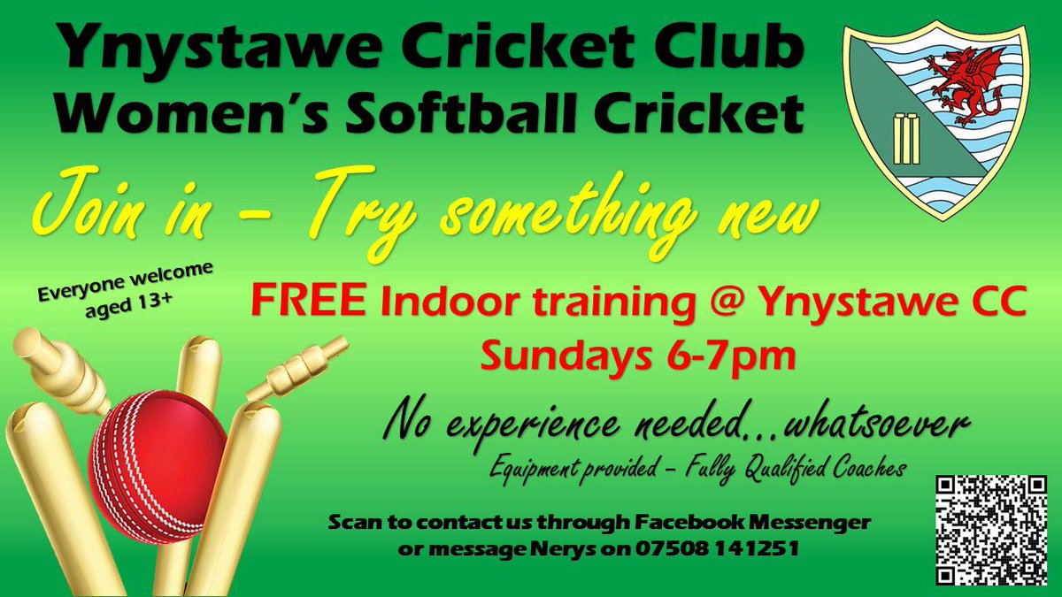 Why not try something new this Autumn and join our Women cricketers? So much fun and enjoyment - free indoor training every Sunday 6 to 7pm.
Give it a go - you will have a fantastic time.
See contact details below to book your place.