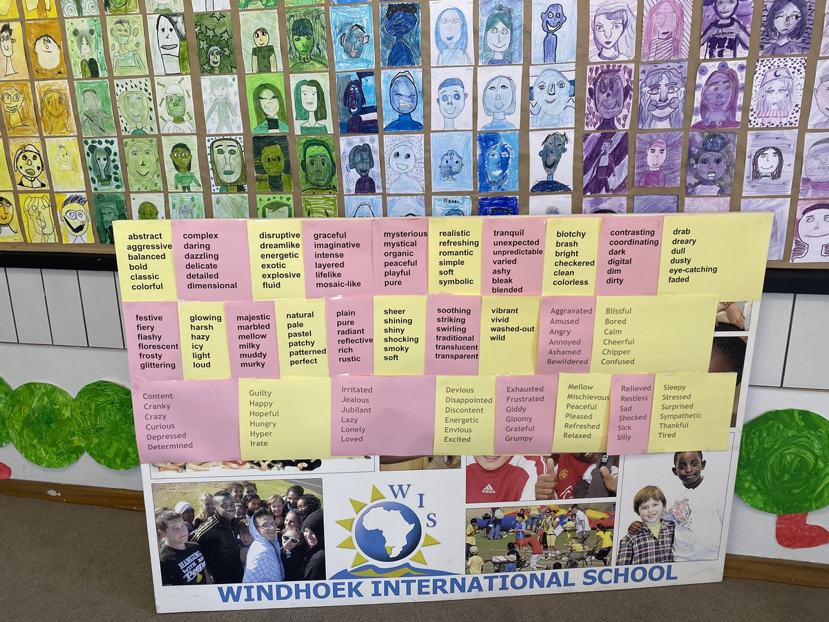 marcellevleenen's tweet image. Seeing new things in classrooms with regards to the impact of our training in #ExplicitlyTeachingLiteracy @WISNamibia- vocabulary for writing response texts in Art. #EmpoweringLearners #LearningAtWIS