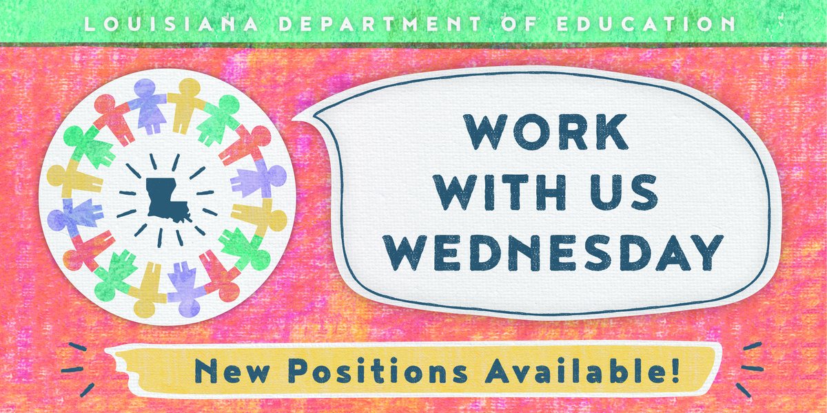 Achieve with us at the Louisiana Department of Education. Career opportunities are available. Make an impact on our students, families, educators, and state. ow.ly/yoK750MejXf