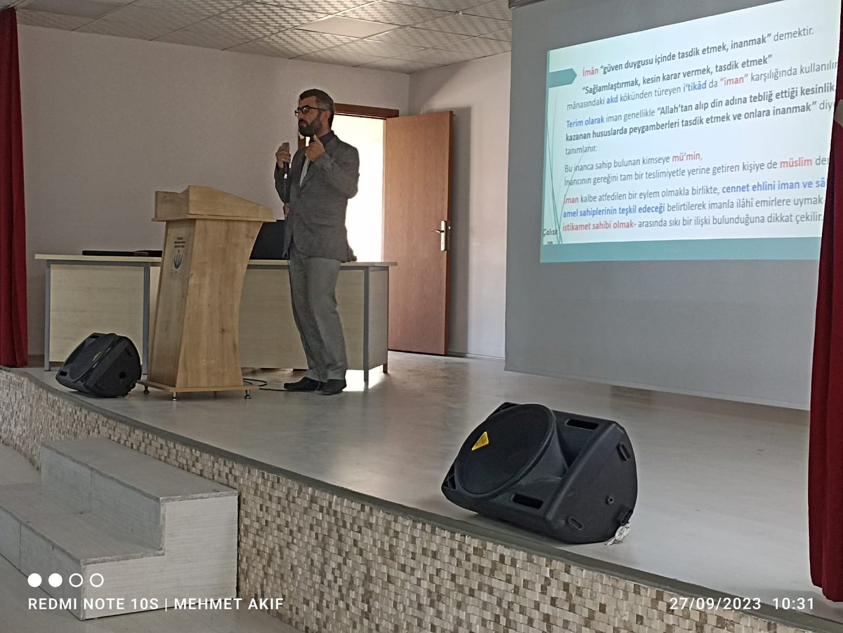 Karatay İlçe Vaizi Yaşar Ahmet Kaysici Mevlidi Nebi Haftası münasebetiyle öğrencilerimize "Peygamberimiz, İman ve İstikamet" konulu bir konferans verdi. Kendilerine teşekkür ediyoruz.