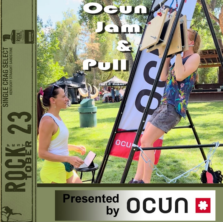 New this year: Ocun Jam &amp; Pull!

Test out your jamming prowess with this awesome new event brought to you by Ocun! 

Hand jam using their famous crack gloves and see how many pull ups you can do off the hang. 

Try it out on Friday to qualify for the finals on Saturday!